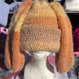 Long bunny ear beanie.  Handmade